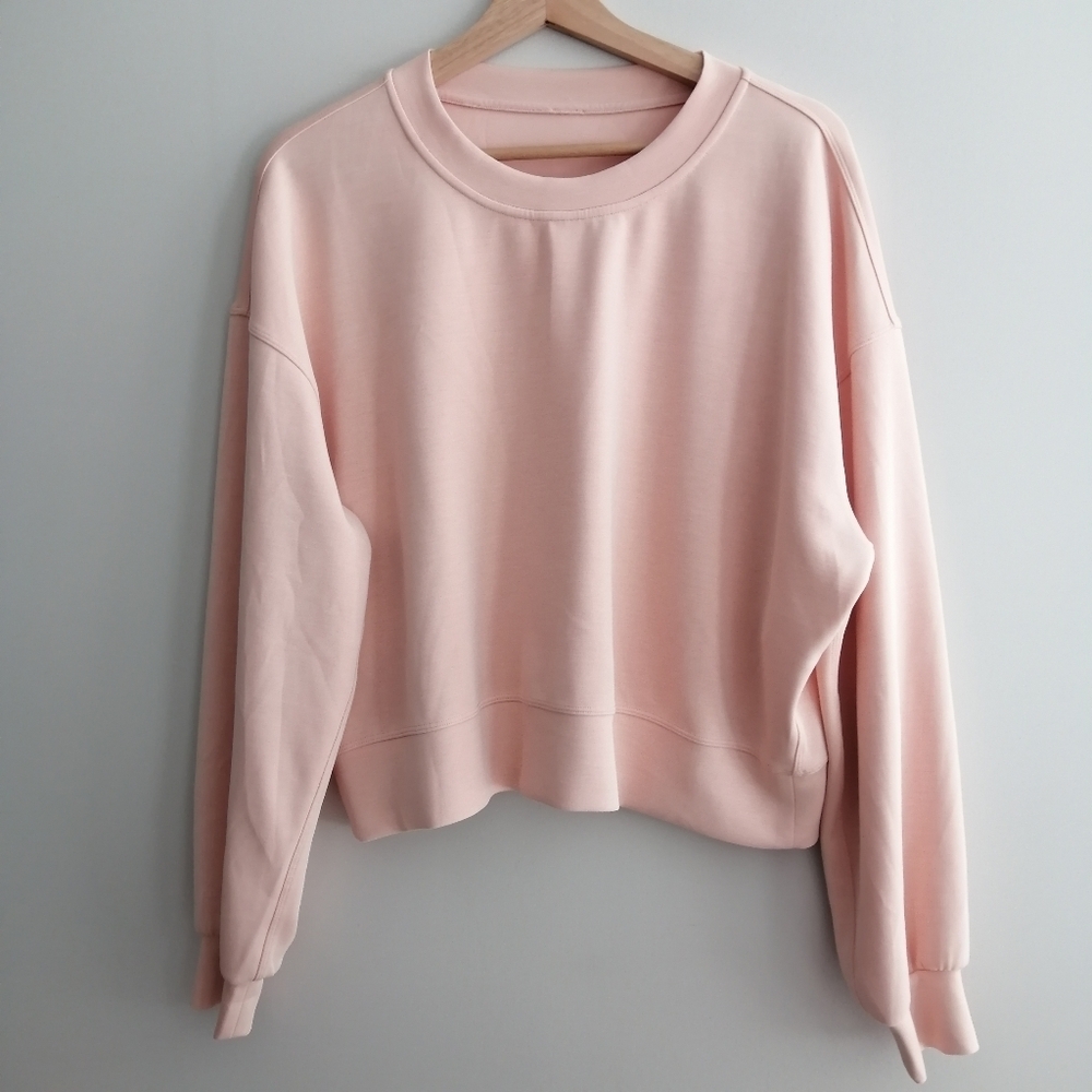 Lululemon Softstreme Perfectly Oversized Cropped Crewneck Sweater Peach 8